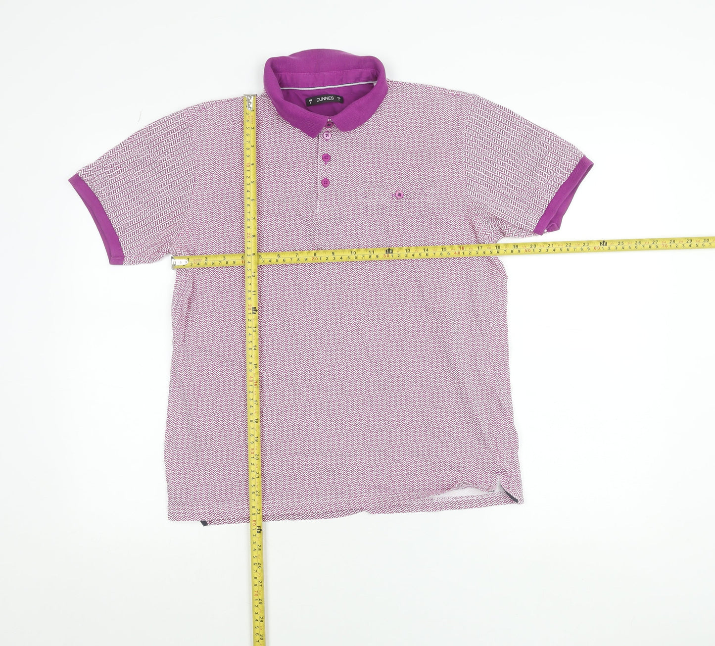 Dunnes Stores Men's Purple Geometric Cotton Polo Shirt Size S