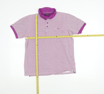 Dunnes Stores Men's Purple Geometric Cotton Polo Shirt Size S