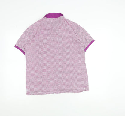 Dunnes Stores Men's Purple Geometric Cotton Polo Shirt Size S