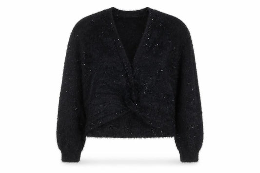 Gallery Women's Black Sequin V-Neck Long Sleeve Cardigan Size S