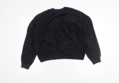 Gallery Women's Black Sequin V-Neck Long Sleeve Cardigan Size S