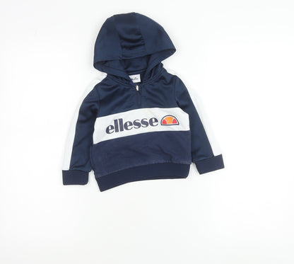 Ellesse Boys Blue 2XS Pullover Hoodie with Logo and 1/2 Zip