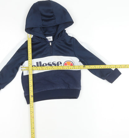 Ellesse Boys Blue 2XS Pullover Hoodie with Logo and 1/2 Zip