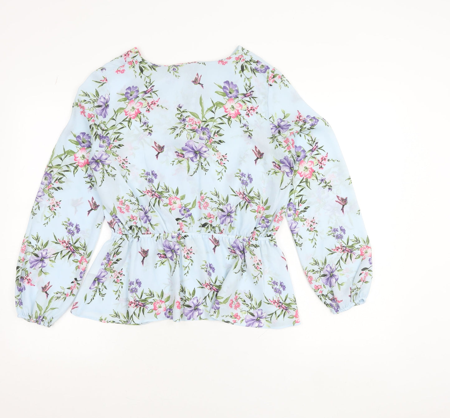 Billie & Blossom Petite Blue Floral Wrap Blouse Size 10