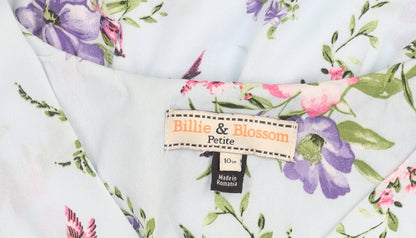 Billie & Blossom Petite Blue Floral Wrap Blouse Size 10
