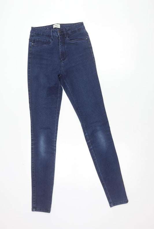 Additional front view of Only Women’s Blue Skinny Jeans S 32 Mid Rise Stretch Denim