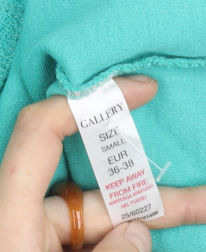 Gallery Womens Green Cropped Cotton Button-Up Short Sleeve Top Size S