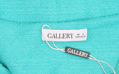Gallery Womens Green Cropped Cotton Button-Up Short Sleeve Top Size S