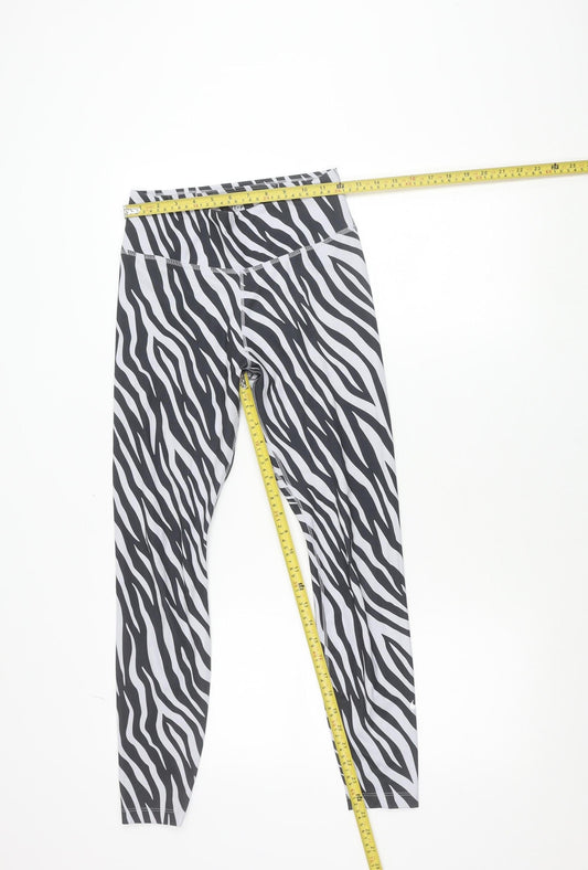 Nike Women Black White Zebra Print Dri-FIT Leggings Size S