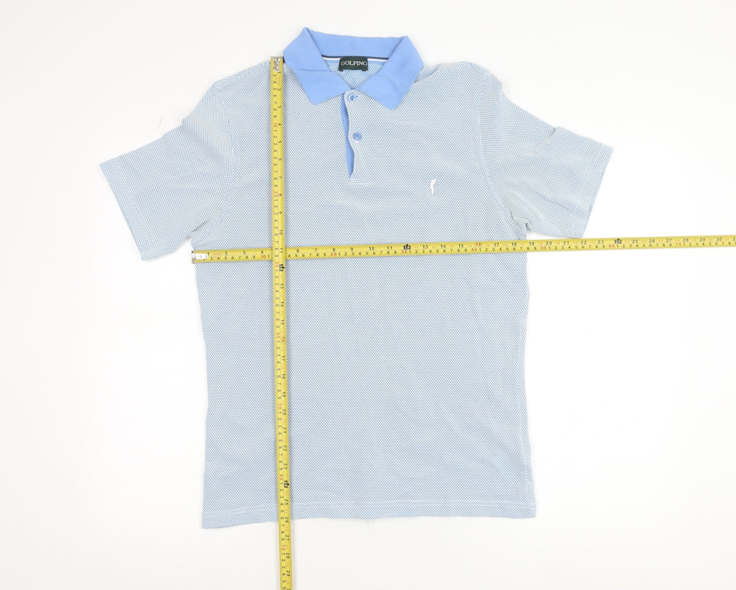 Golfino Men’s Blue Geometric Polo Shirt Size M Polyamide Golf Top
