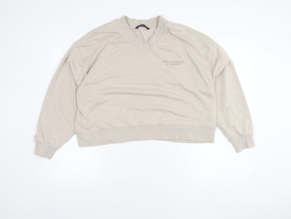 Dunnes Stores Women Beige V-Neck Pullover Sweatshirt L