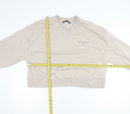Dunnes Stores Women Beige V-Neck Pullover Sweatshirt L