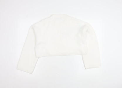 Zara Women White Crew Neck Knit Shrug Jumper Size L