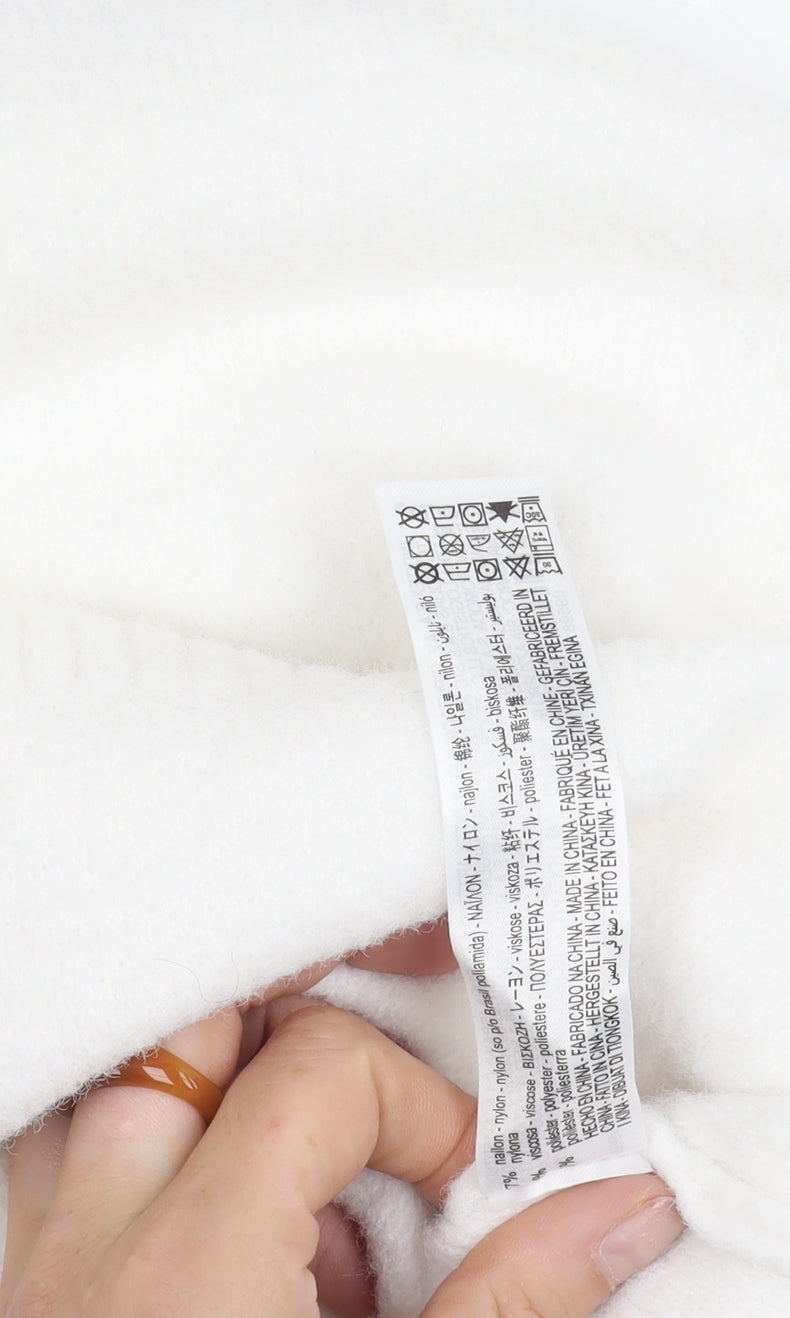 Zara Women White Crew Neck Knit Shrug Jumper Size L