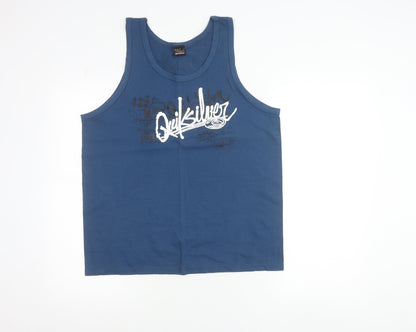 Quiksilver Men's Blue Sleeveless Graphic Cotton T-Shirt Size L