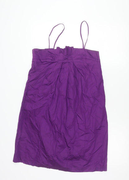 French Connection Women's Purple Cotton A-Line Knee Dress Size 14
