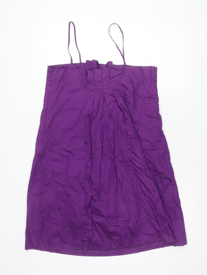 French Connection Women's Purple Cotton A-Line Knee Dress Size 14