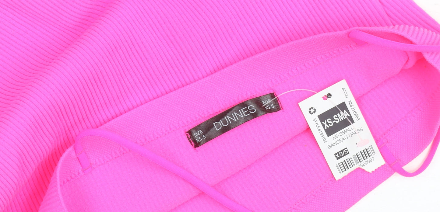 Dunnes Women’s Bright Pink XS-S Bandeau Bodycon Mini Dress