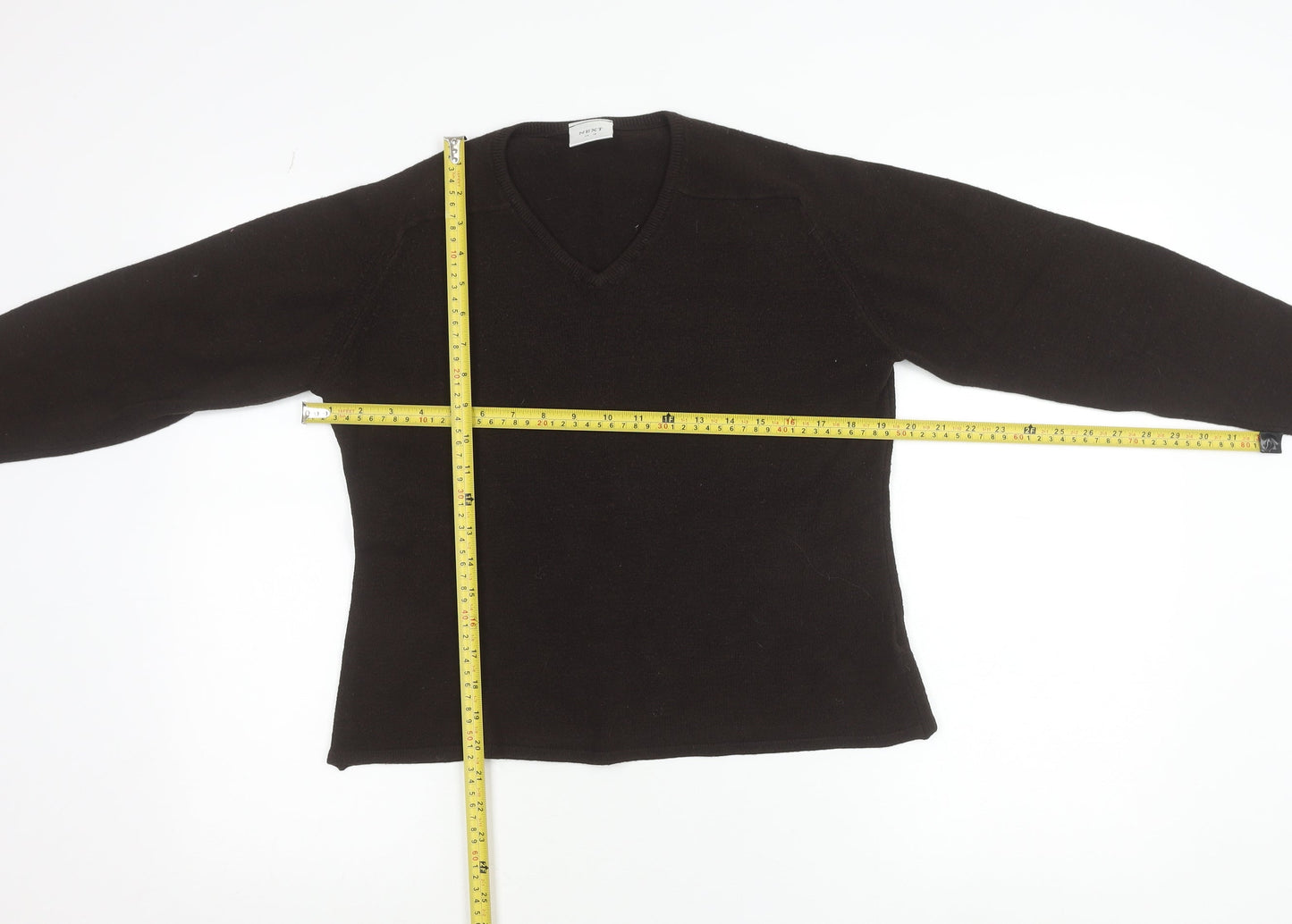 Next Womens Brown V-Neck Long Sleeve Knit Jumper Size 16