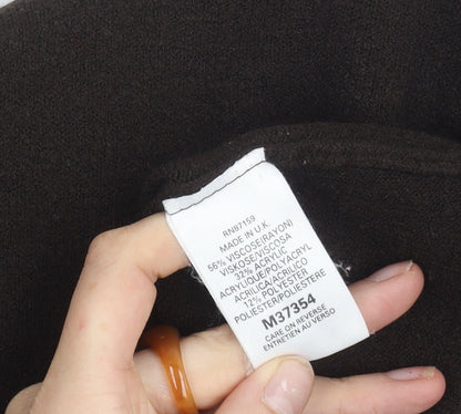 Next Womens Brown V-Neck Long Sleeve Knit Jumper Size 16