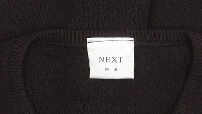Next Womens Brown V-Neck Long Sleeve Knit Jumper Size 16