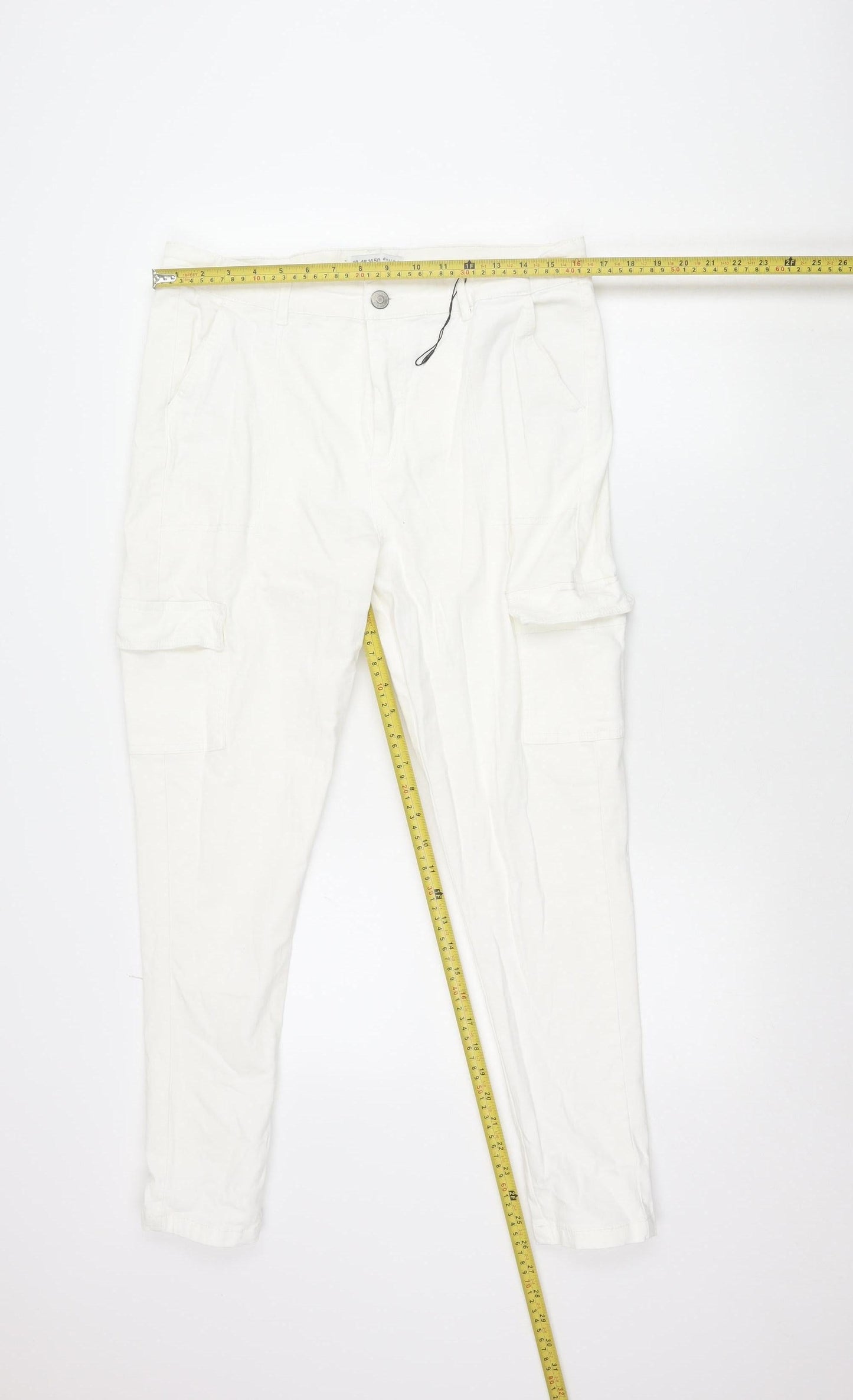 Primark Women’s White Cargo Trousers Size 18 Stretch Cotton Twill