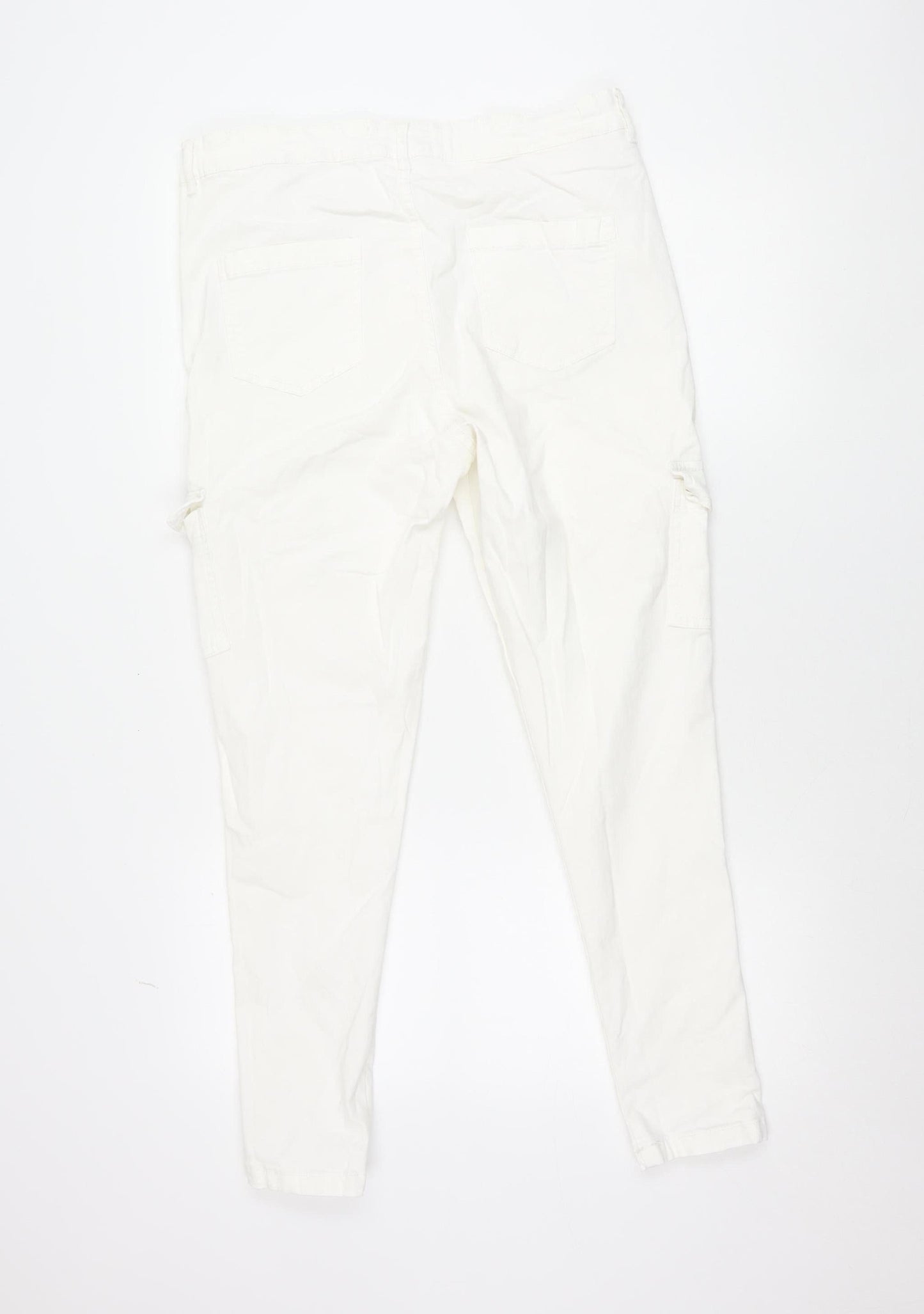Primark Women’s White Cargo Trousers Size 18 Stretch Cotton Twill