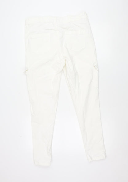 Primark Women’s White Cargo Trousers Size 18 Stretch Cotton Twill
