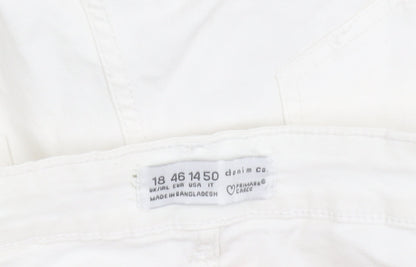 Primark Women’s White Cargo Trousers Size 18 Stretch Cotton Twill