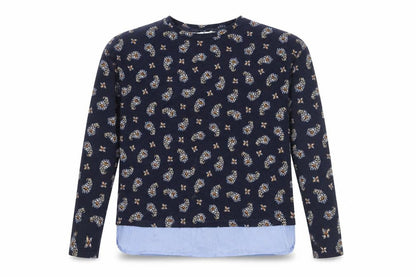 Springfield Women's Blue Floral Crew Neck Jumper Size S