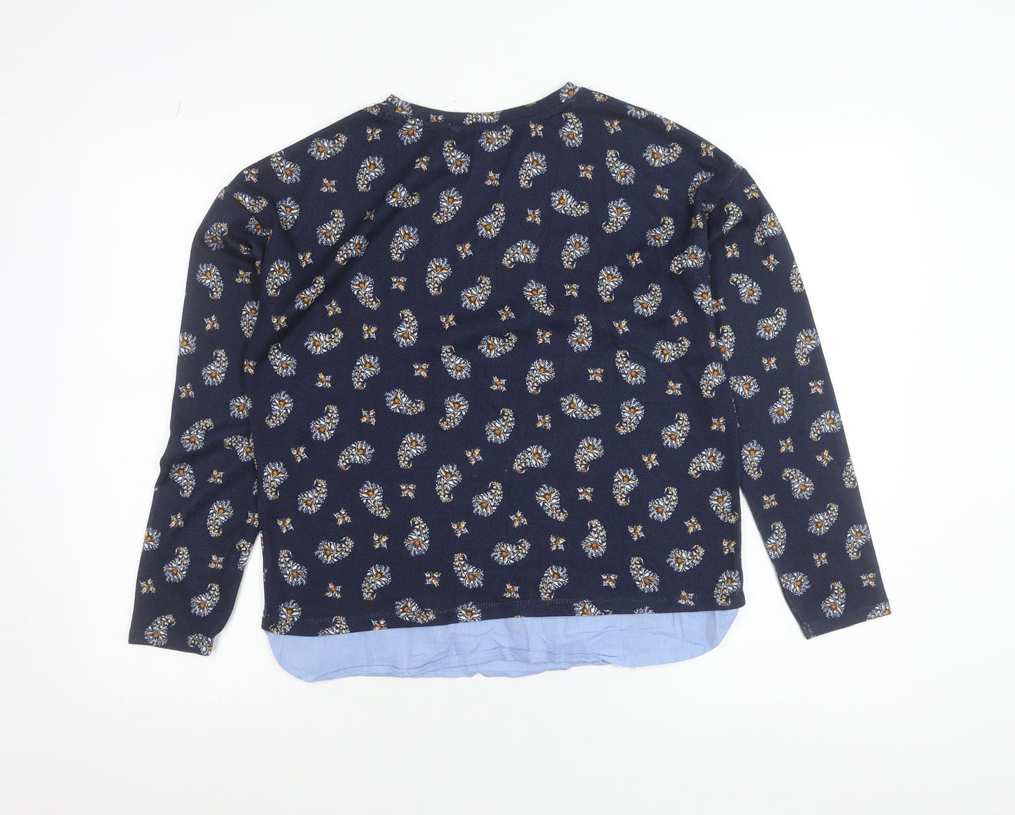 Springfield Women's Blue Floral Crew Neck Jumper Size S