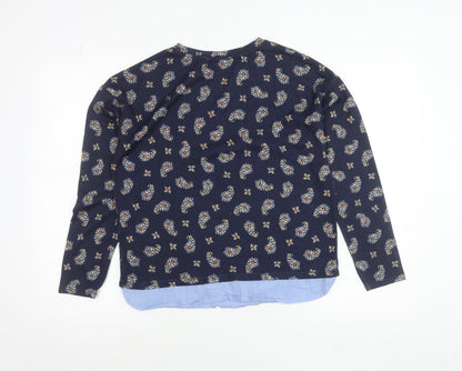 Springfield Women's Blue Floral Crew Neck Jumper Size S