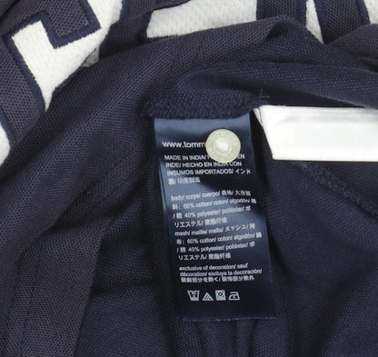 Tommy Hilfiger Men's Blue Red Collar Polo Shirt L Regular Fit