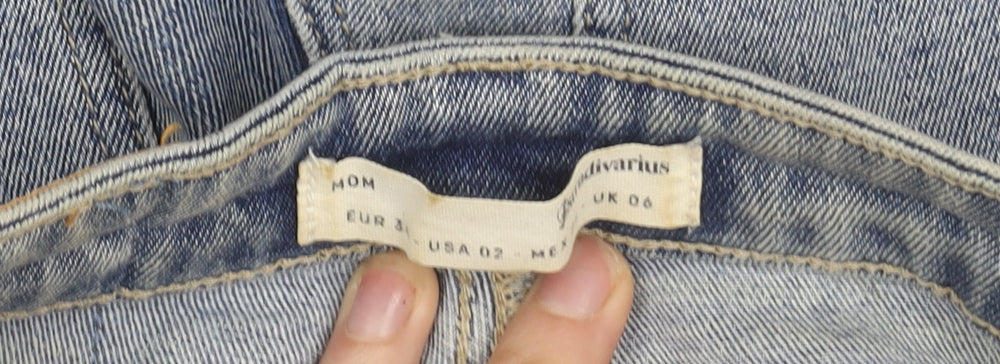 Stradivarius Women Blue High Rise Mom Jeans Size 6
