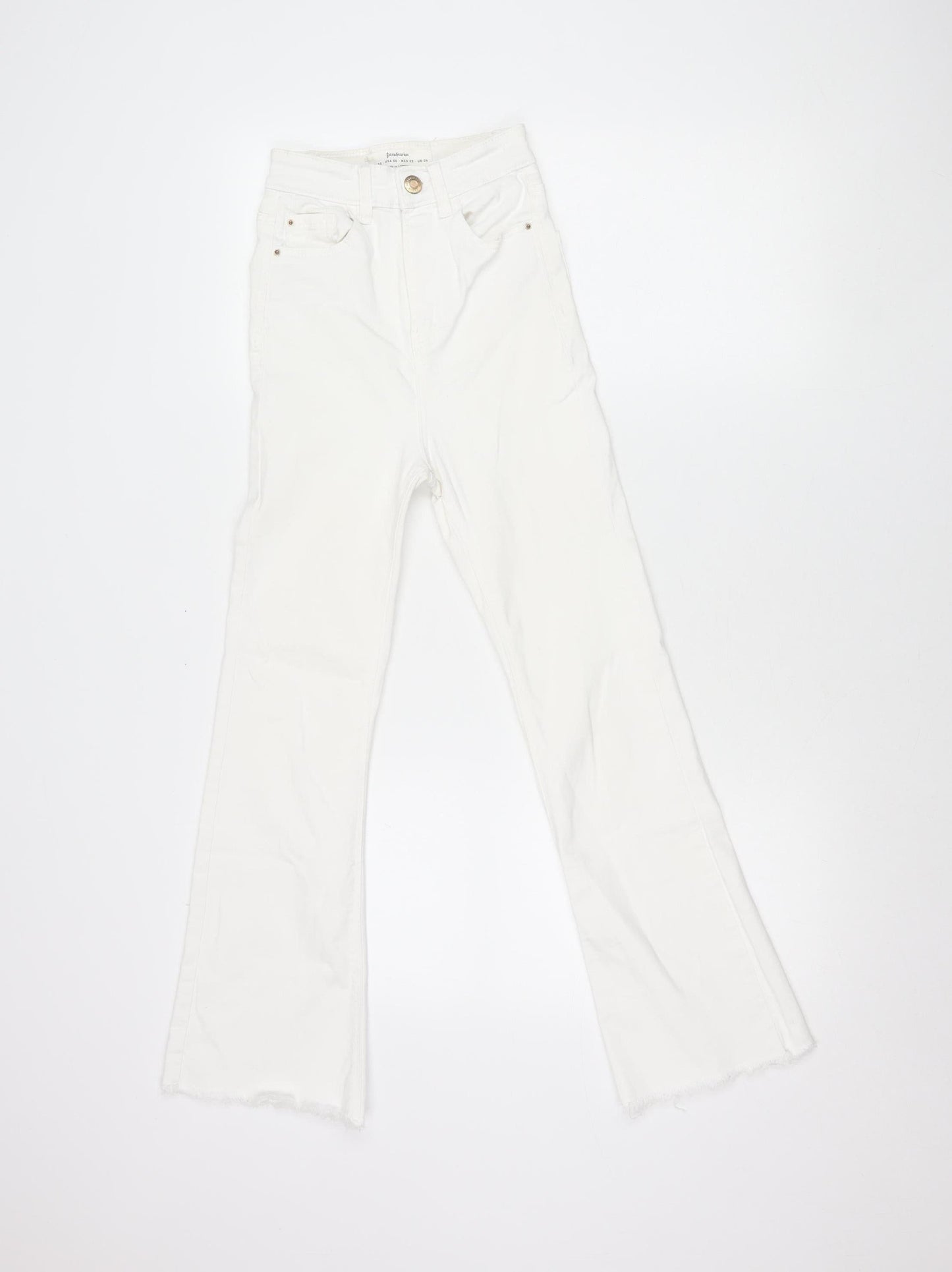 Stradivarius Women’s White Slim Straight Jeans Size 4 Stretch Denim