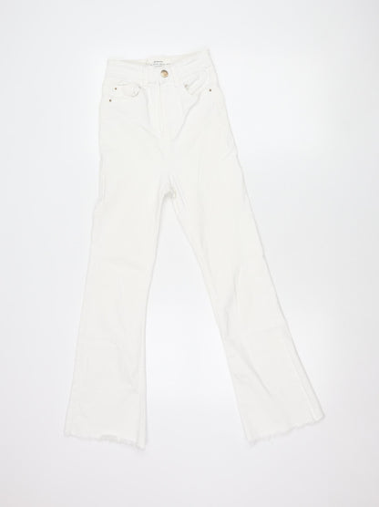 Stradivarius Women’s White Slim Straight Jeans Size 4 Stretch Denim