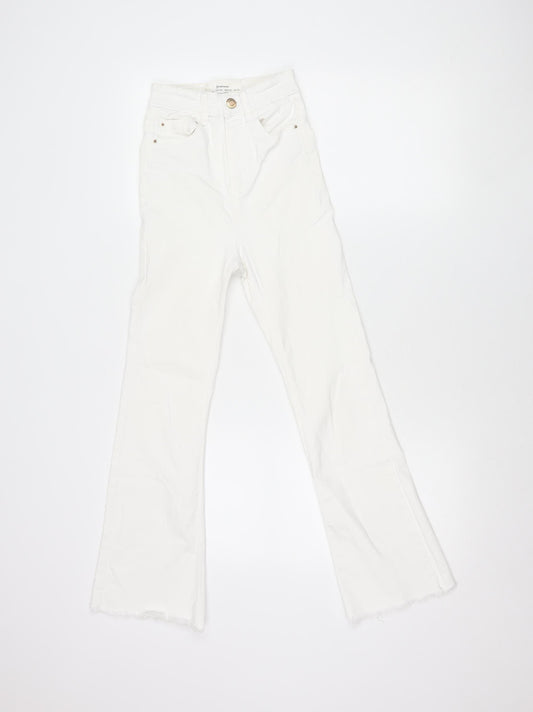 Stradivarius Women’s White Slim Straight Jeans Size 4 Stretch Denim