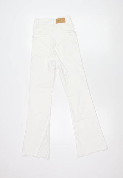 Stradivarius Women’s White Slim Straight Jeans Size 4 Stretch Denim