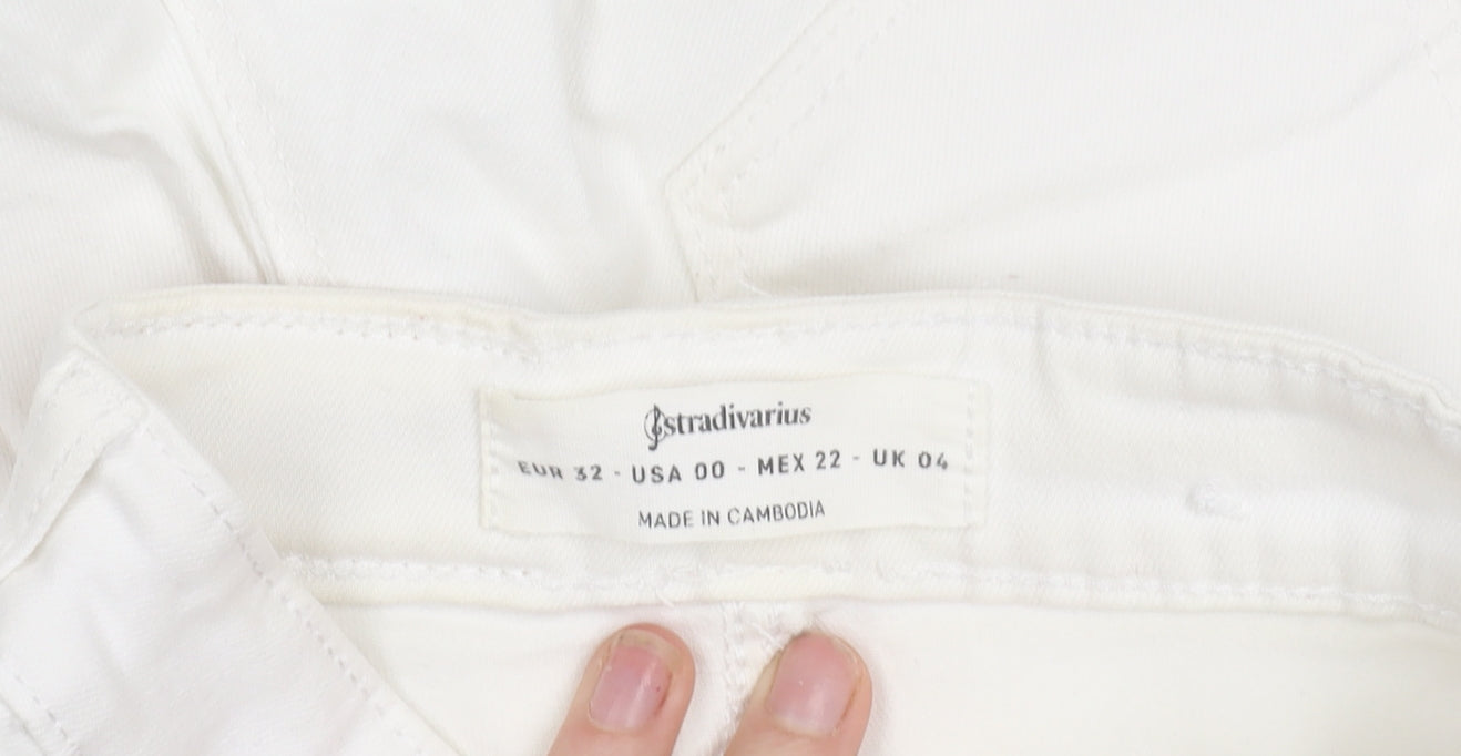 Stradivarius Women’s White Slim Straight Jeans Size 4 Stretch Denim