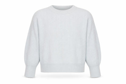 Front view of Gallery Women’s Light Blue Cable Knit jumper, size S