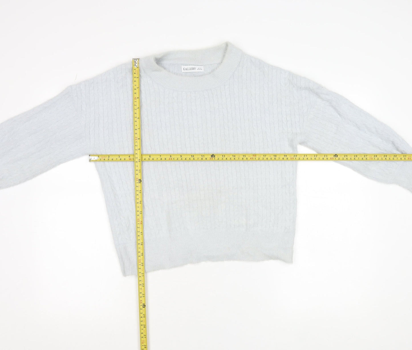 Gallery Women’s Light Blue Cable Knit Pullover Jumper Size S