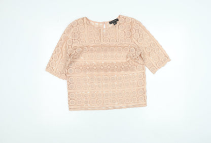 Atmosphere Women’s Beige Lace Blouse Size 10 3/4 Sleeve Tunic Top