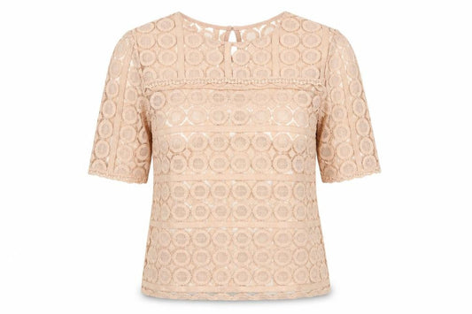 Atmosphere Women’s Beige Lace Blouse Size 10 3/4 Sleeve Tunic Top