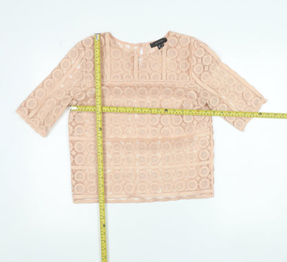 Atmosphere Women’s Beige Lace Blouse Size 10 3/4 Sleeve Tunic Top