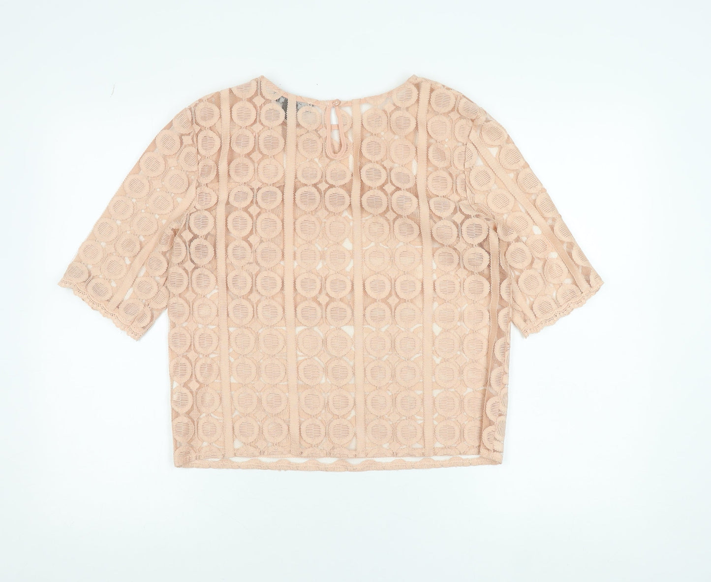 Atmosphere Women’s Beige Lace Blouse Size 10 3/4 Sleeve Tunic Top