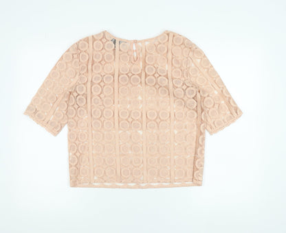 Atmosphere Women’s Beige Lace Blouse Size 10 3/4 Sleeve Tunic Top