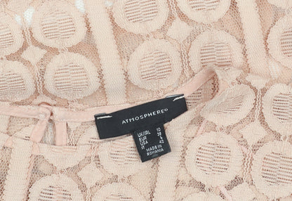 Atmosphere Women’s Beige Lace Blouse Size 10 3/4 Sleeve Tunic Top