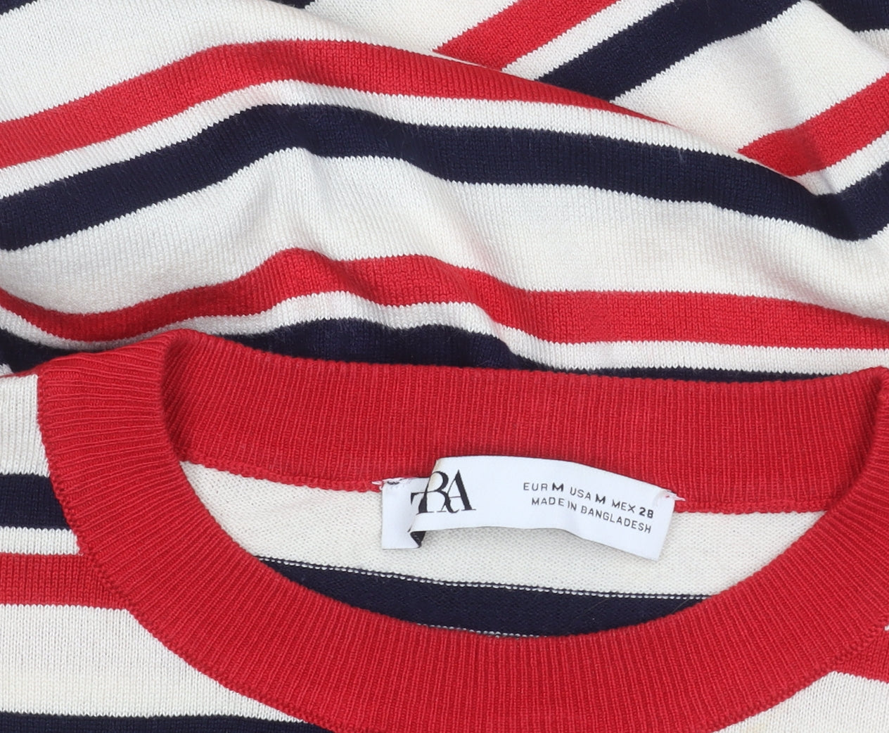 ZARA Women’s Multicoloured Striped Crew Neck Knit Jumper M