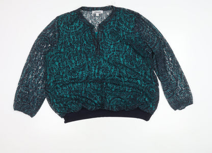 Gerard Women's Green Lace Long Sleeve V-Neck Tunic Blouse Size 20