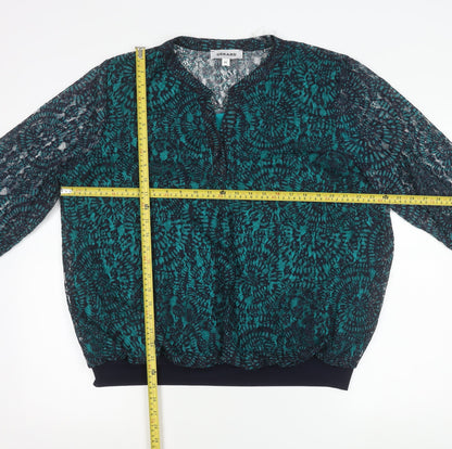 Gerard Women's Green Lace Long Sleeve V-Neck Tunic Blouse Size 20